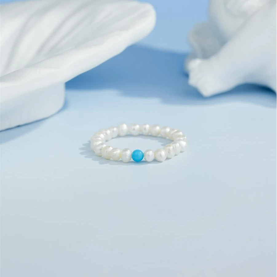 【安曼博】绿松石美松珍珠戒指  约2mm