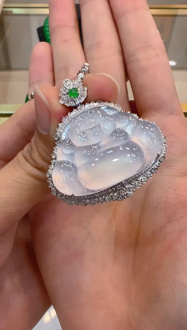 翡翠18K金镶嵌吊坠(不含链)