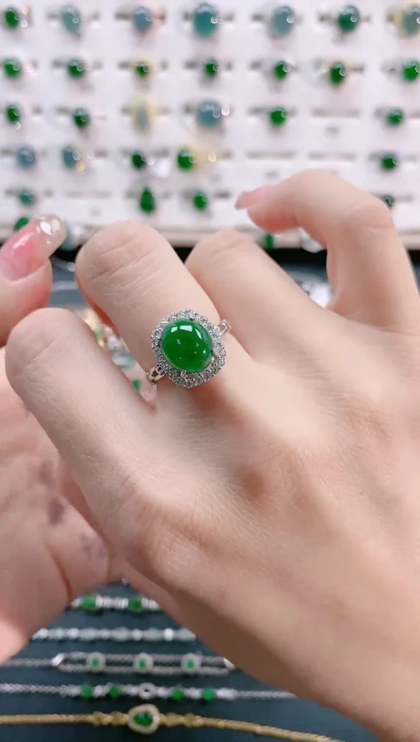 【闪购商品】翡翠戒指银S925镶嵌天然翡翠