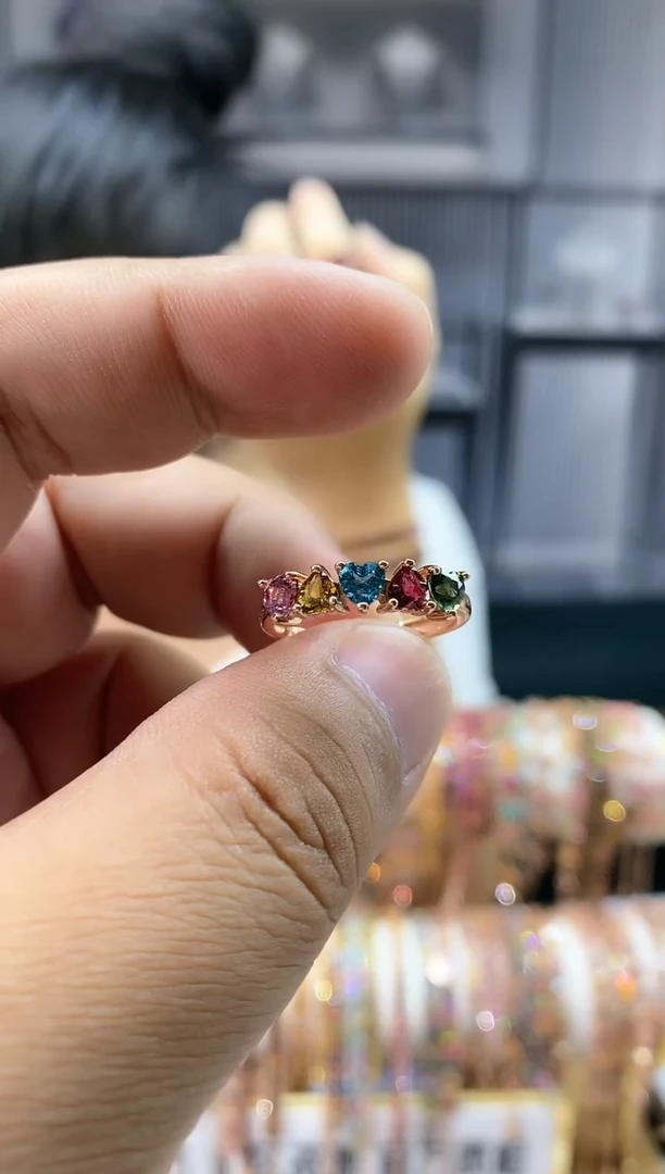 银S925镶嵌戒指碧玺5354354345345