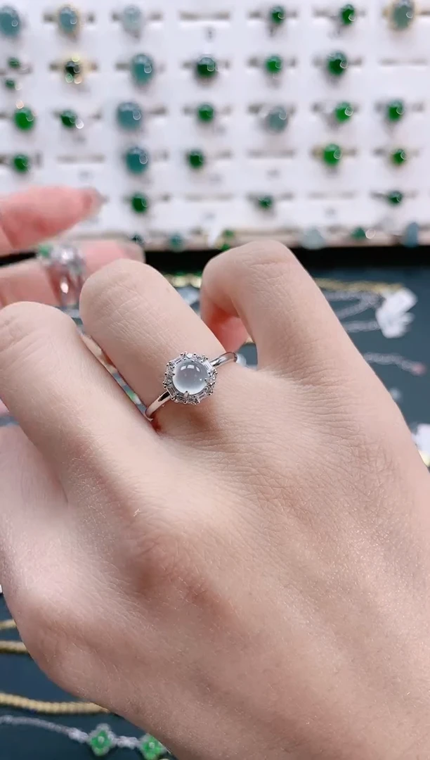 【闪购商品】翡翠戒指银S925镶嵌天然翡翠