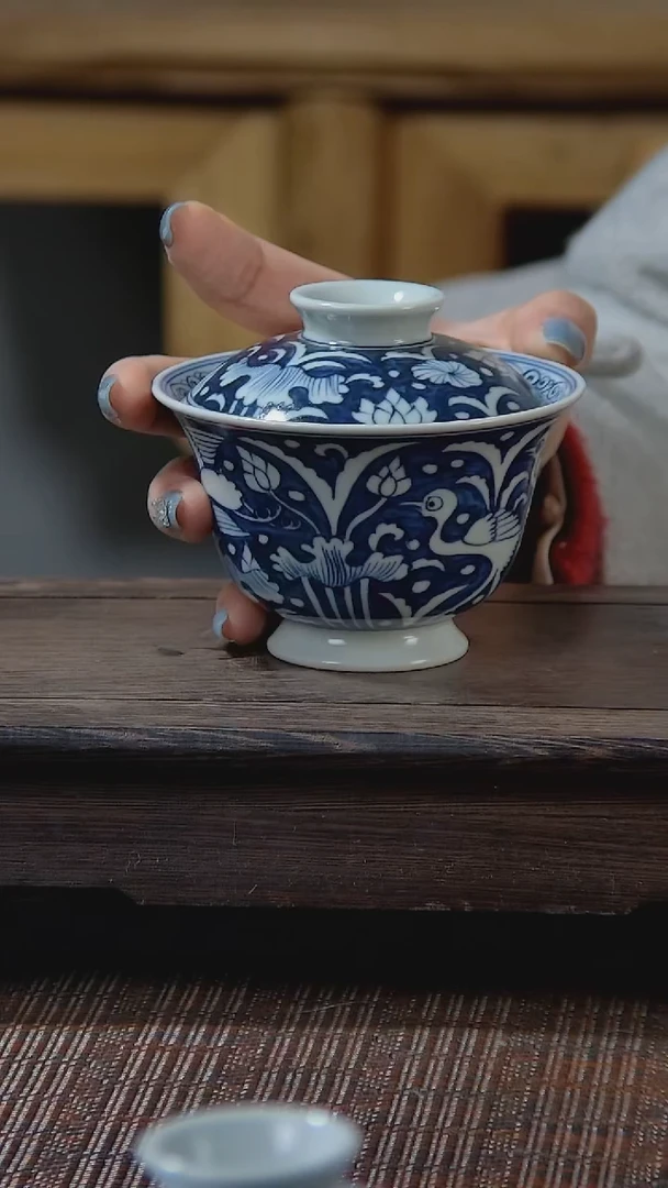 【闪购商品】折葵手工手绘两才盖碗