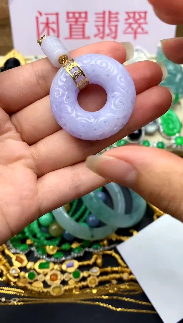 翡翠18K金镶嵌颈饰77-中国好珍宝