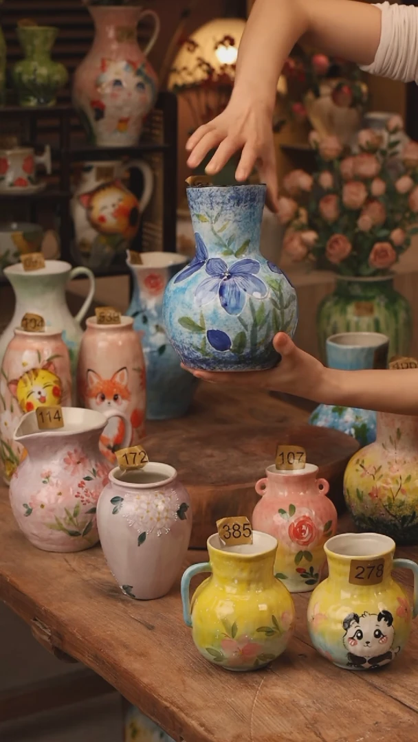 陶瓷景德镇设计师手作花器摆件侘寂风431