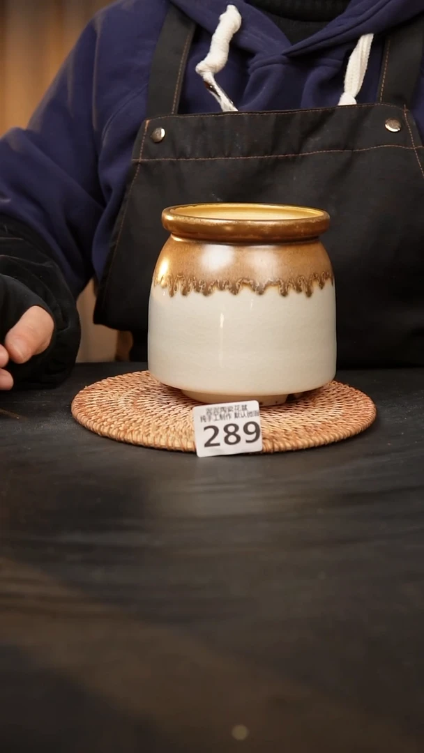 【闪购商品】瓷片289泥泥手工花盆口11高14