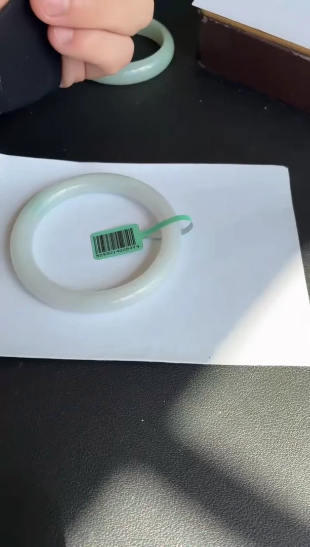 未镶嵌手镯翡翠（细糯化白月光洒金圆条）8号