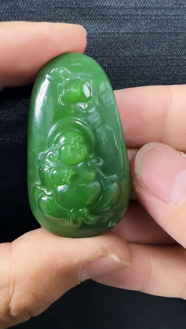 【闪购商品】和田玉（碧玉）吊坠未镶嵌花开见佛