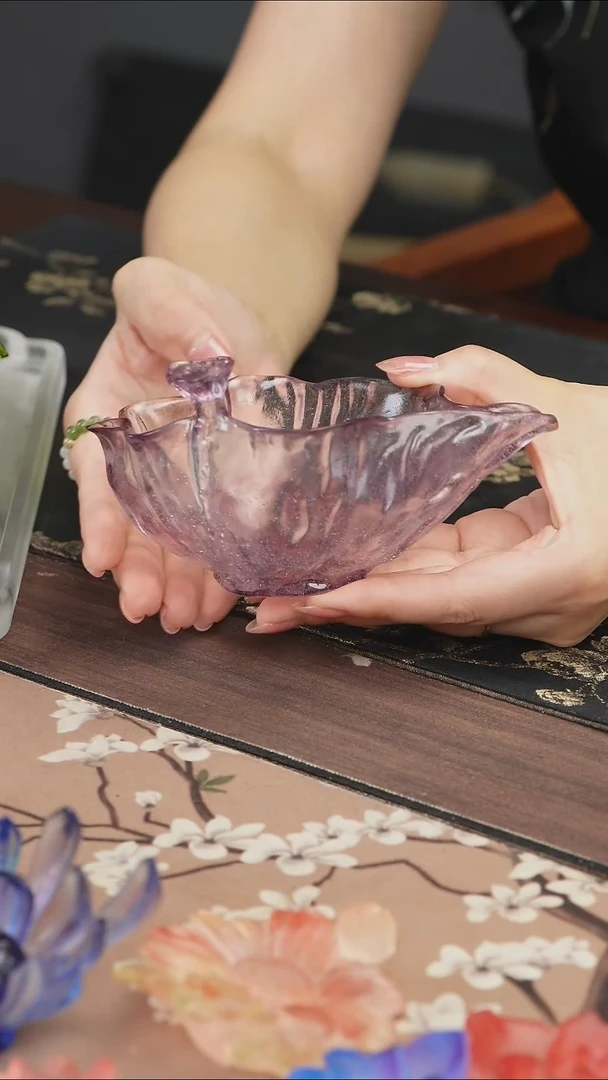 手工艺品琉璃紫色荷花公道