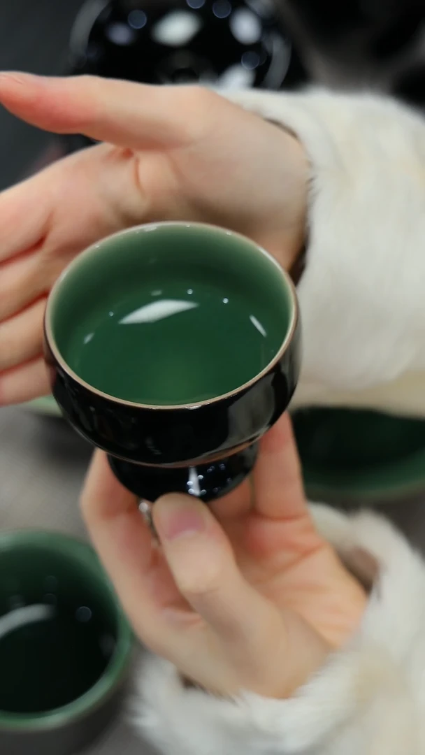 【闪购商品】尚唐青瓷 黑釉高足杯50cc