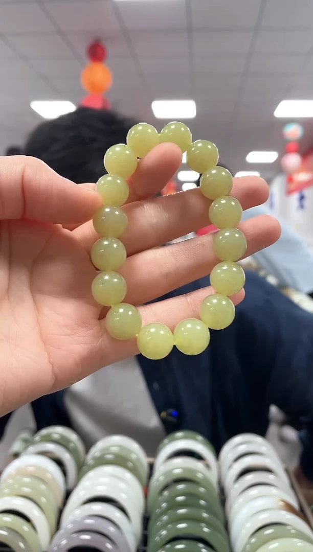 手链未镶嵌和田玉高品黄玉卡12手串一条