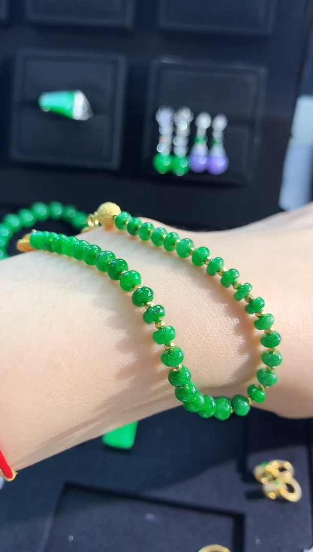 【闪购商品】翡翠手链18K金镶嵌手链