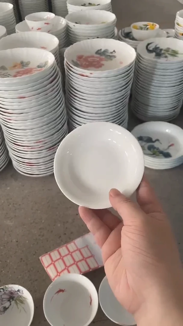 味碟景德镇高温白瓷直播福利纯白4英寸味碟