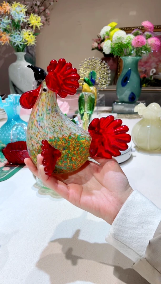 【闪购商品】琉璃手工艺品 绿公鸡 （微瑕）