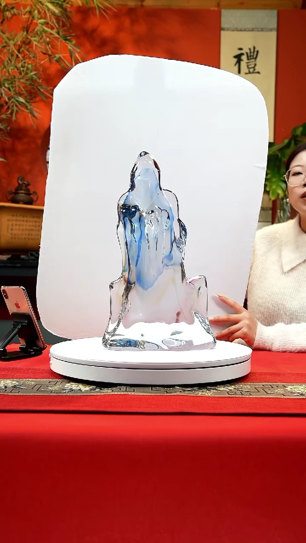 手工艺品琉璃蓝色山