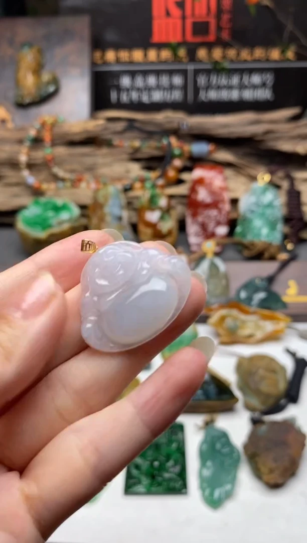 翡翠未镶嵌颈饰蓝哲天然A货翡翠挂件佛公5