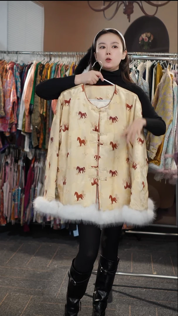 马上有福对襟   狐狸毛