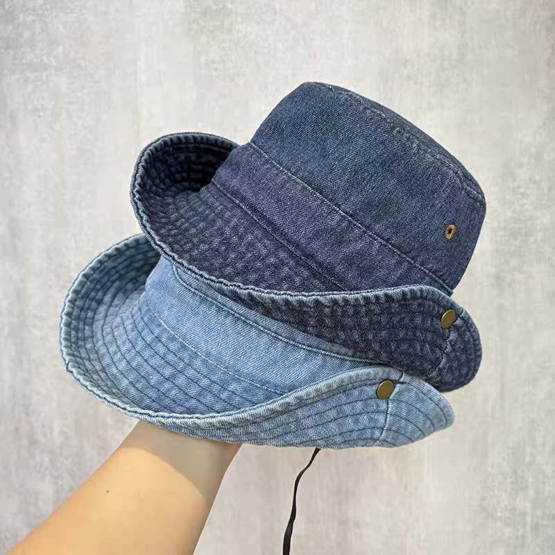登山帽儿童帽子春秋款牛仔渔夫帽男女童大檐露营遮阳防晒宝宝盆帽