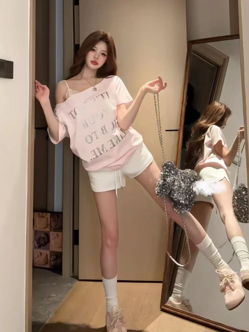 【DMXJ大梦想家】甜美可爱字母印花睡衣女夏2025新款短裤套装居家服