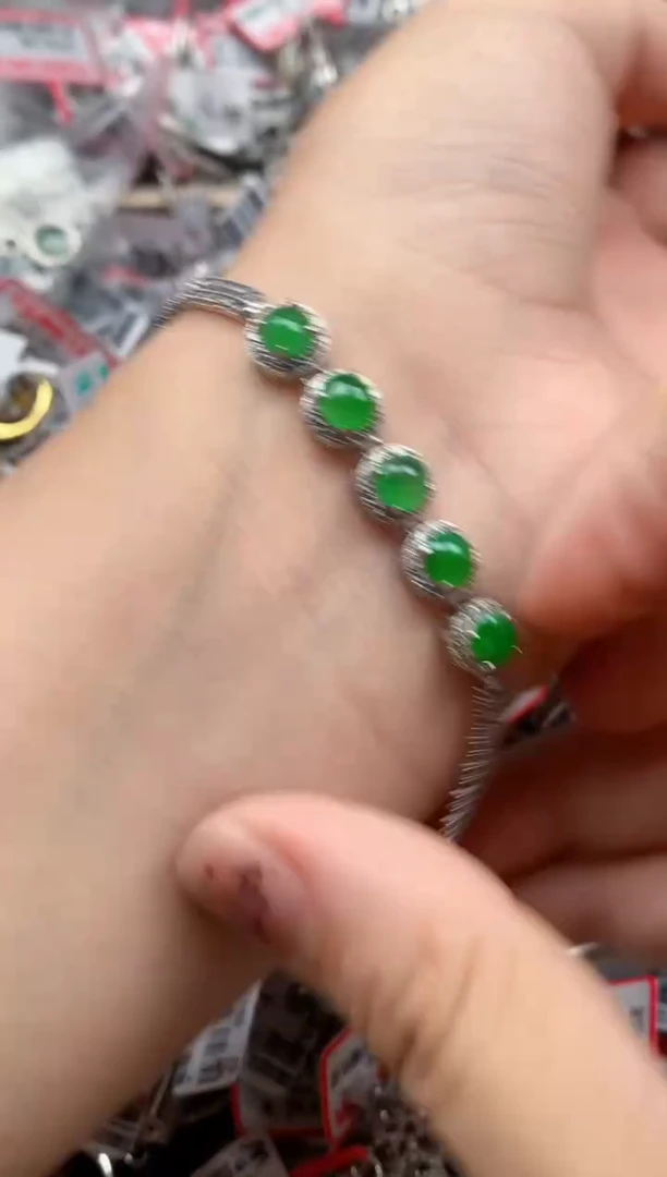 银S925镶嵌戒指翡翠天然A货缅甸翡翠