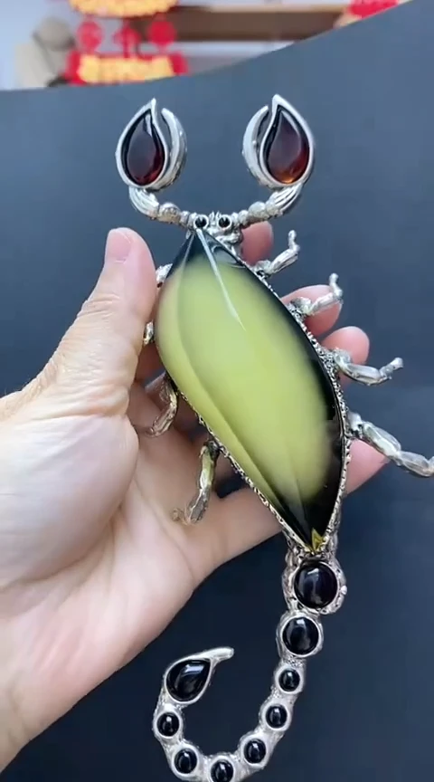 【闪购商品】琥珀裸石银S925镶嵌琥珀吊坠胸针