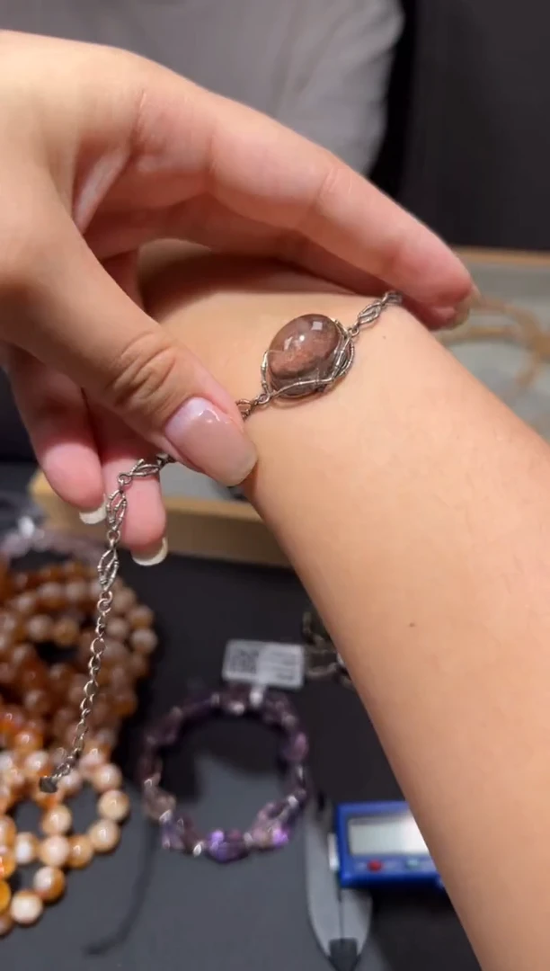 银S925镶嵌手链水晶红幽灵手链