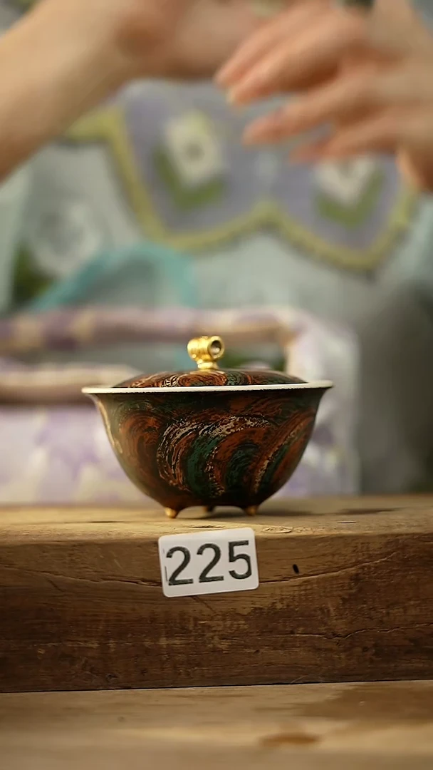 【闪购商品】瓷片新品设计师手作款 大漆手刷系列 小钱盖碗