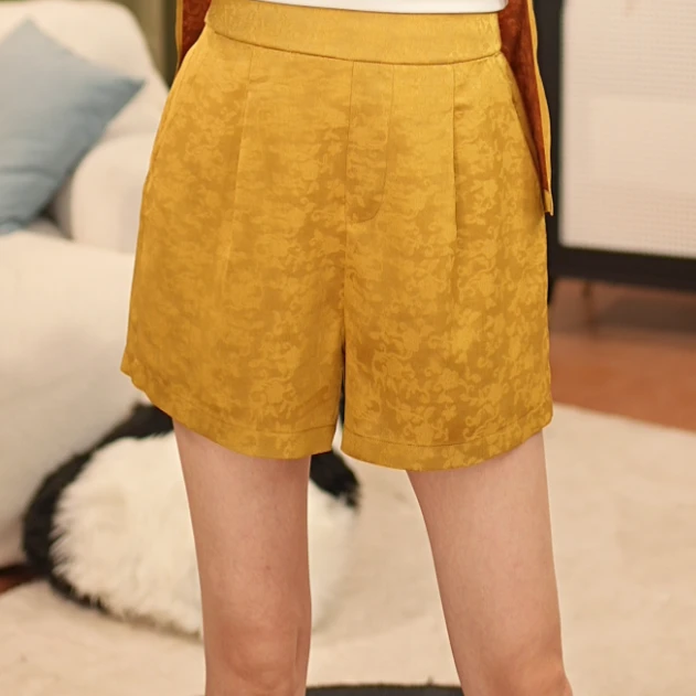 【贺贺·湘罗】夏款桑蚕丝莨纱绞罗短裤时尚中国风J6496