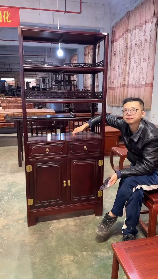 黑酸枝木类成套家具加大定制书柜
