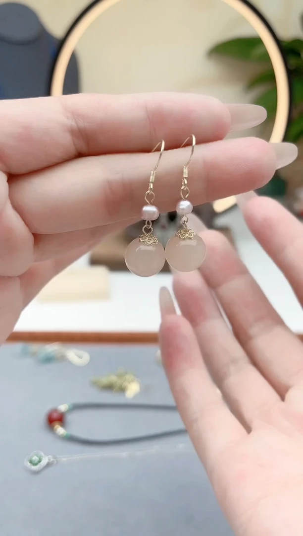 玛瑙/玉髓耳饰银S925镶嵌660