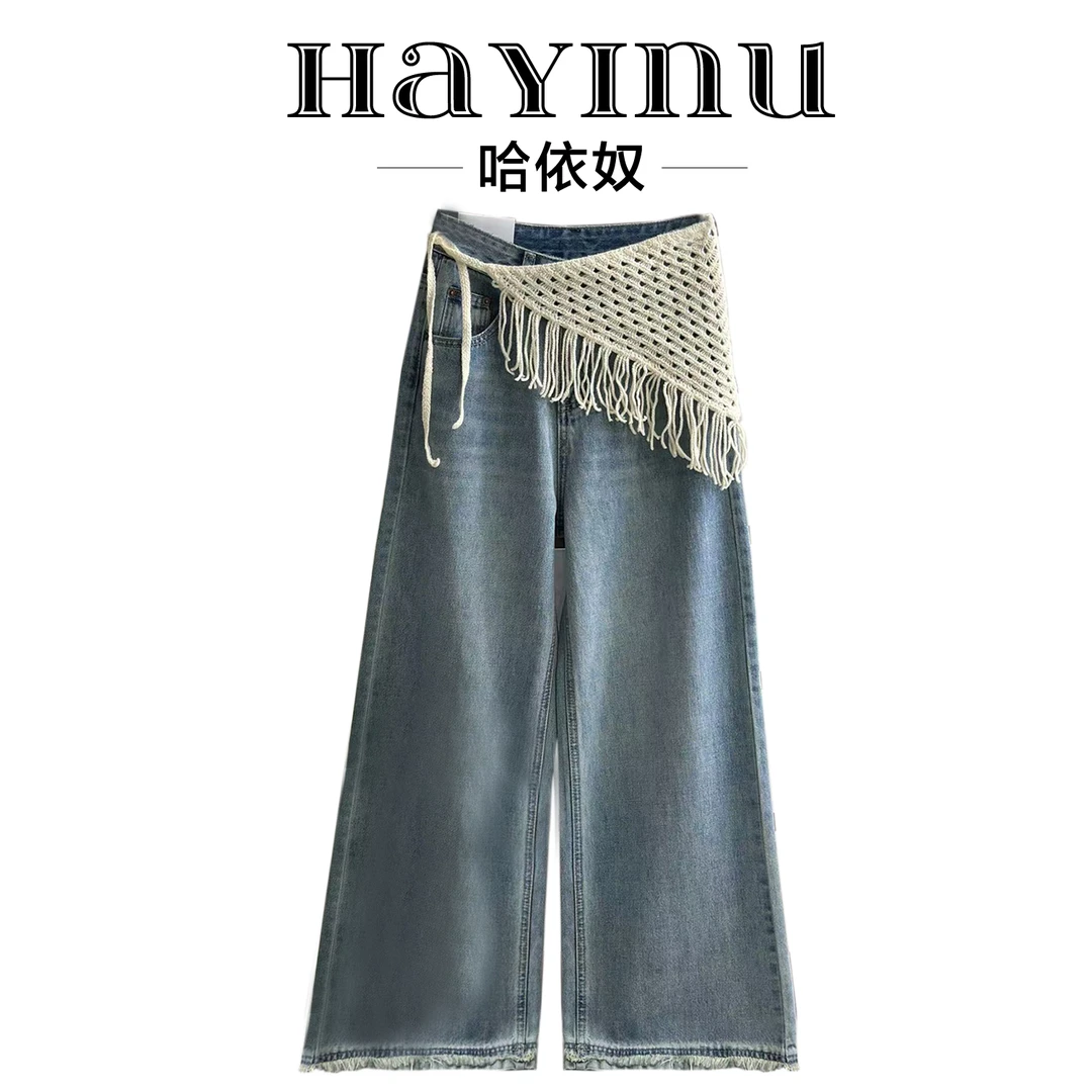 2025年春季新款宽松休闲显瘦牛仔裤百搭阔腿裤女HY25021