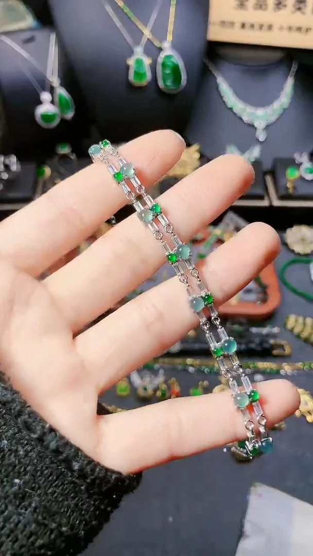 【闪购商品】翡翠手链银S925镶嵌手链