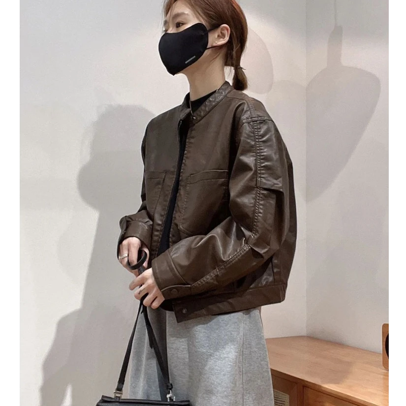 皮衣2025早春新款爆款小个子短款立领小香风显瘦夹克外套女春秋款