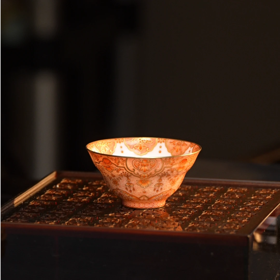 Y溢珍堂 矾红斗笠杯