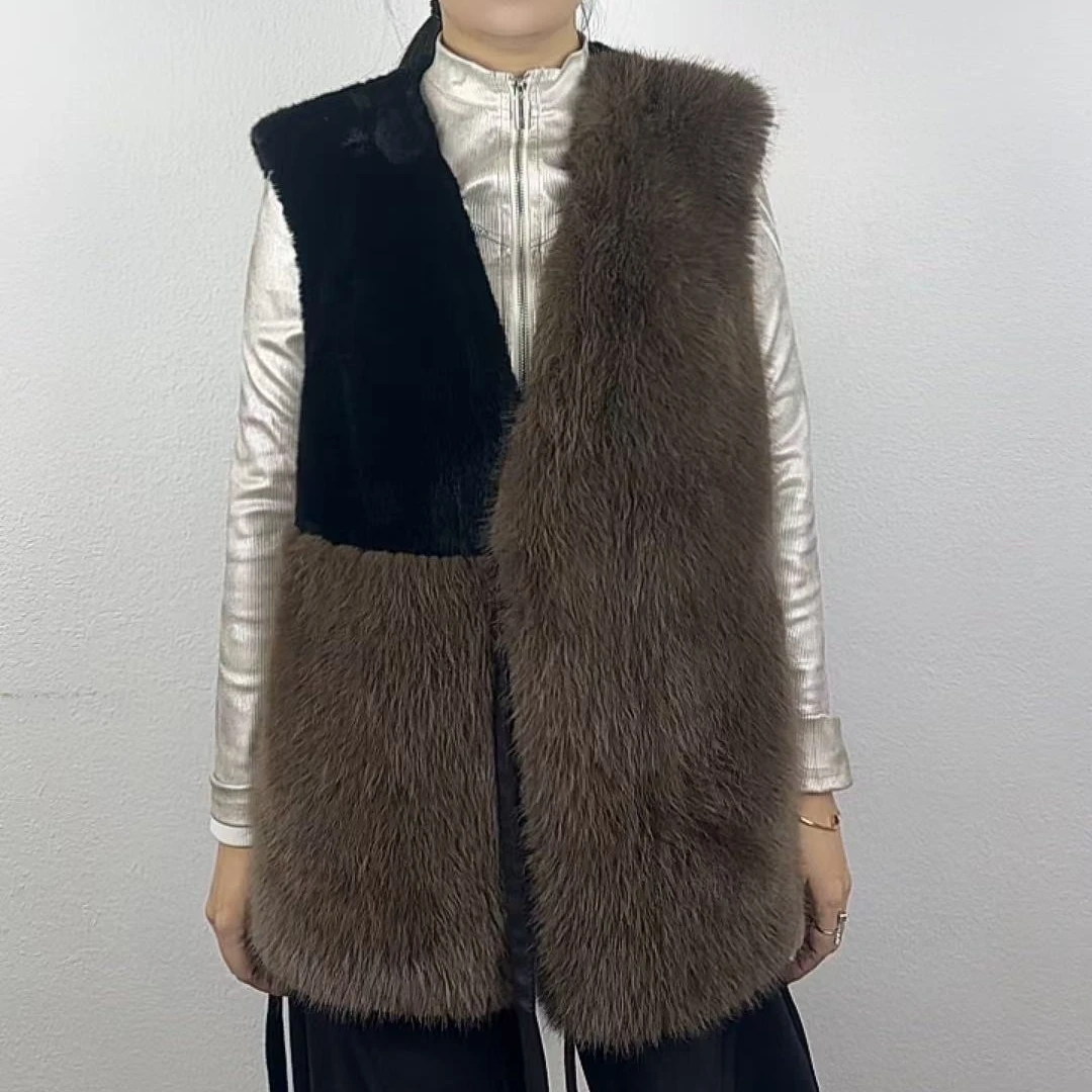 V领女中码无袖时尚马夹-06网红轻奢