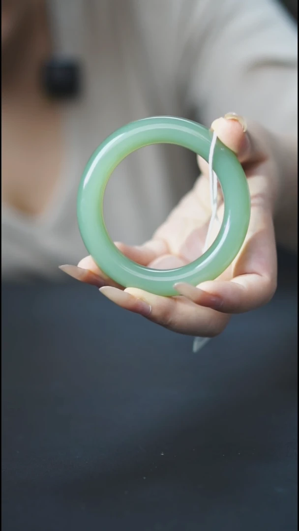 未镶嵌手镯和田玉HA00099 碧玉猫眼荧光猫眼 圈口56