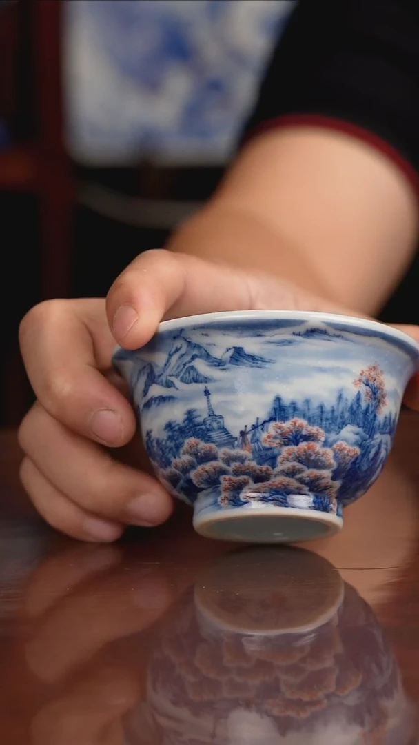 景琳藏青花山水主人杯