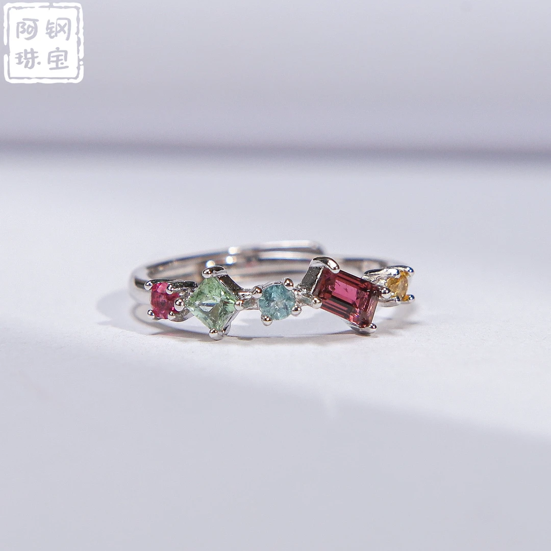 仙女碧玺戒指S925彩色宝石时尚清新气质设计款多样性发其一BX950