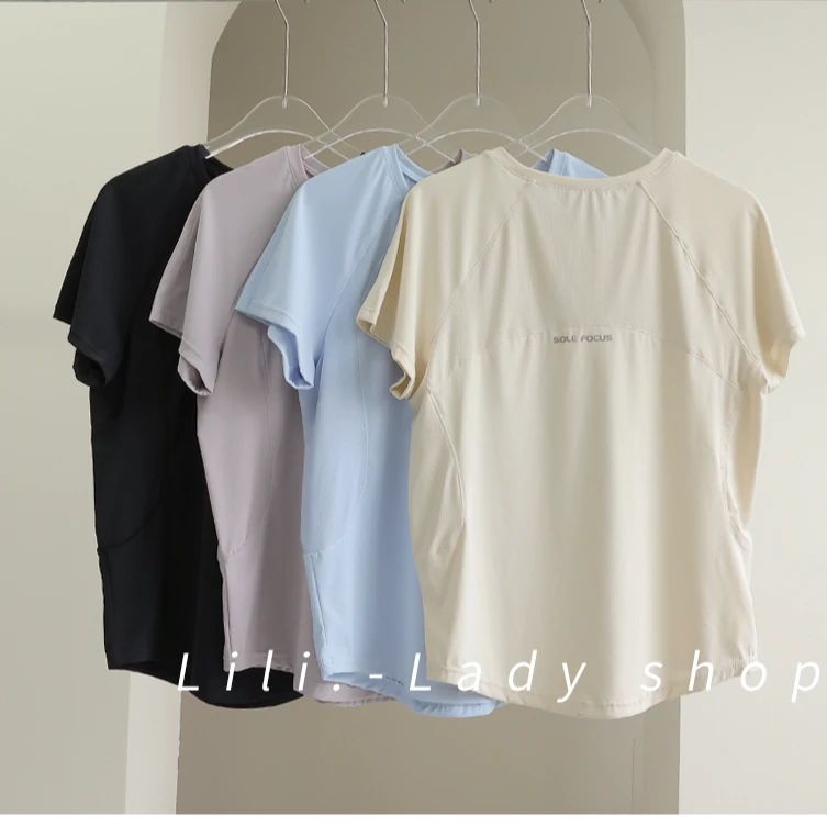 运动短袖女速干训练羽毛球健身服夏瑜伽服宽松透气休闲T恤上衣夏