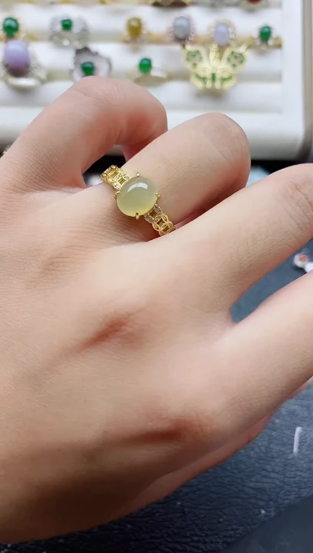 银S925镶嵌戒指翡翠1