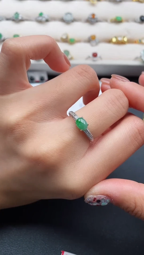 银S925镶嵌戒指翡翠2222222+2