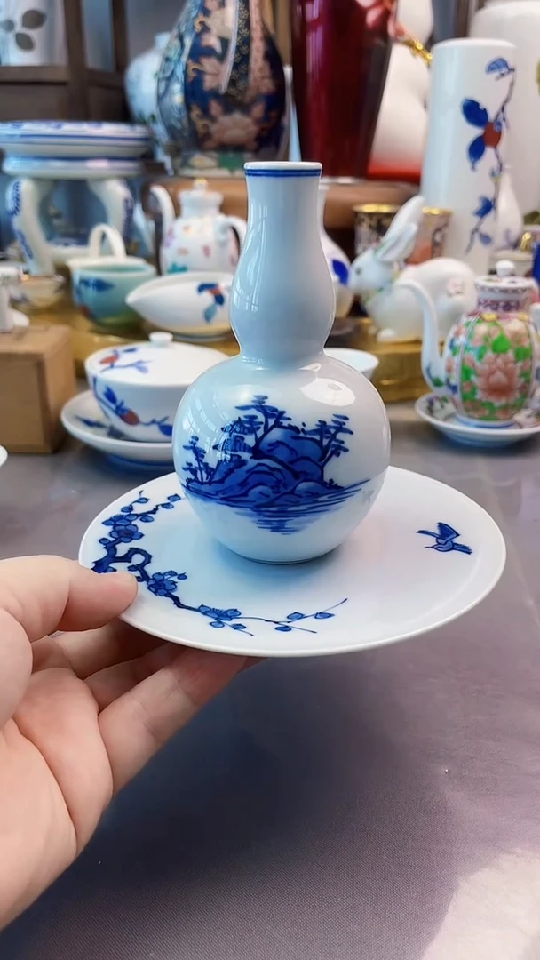 瓷片源右青花两件套