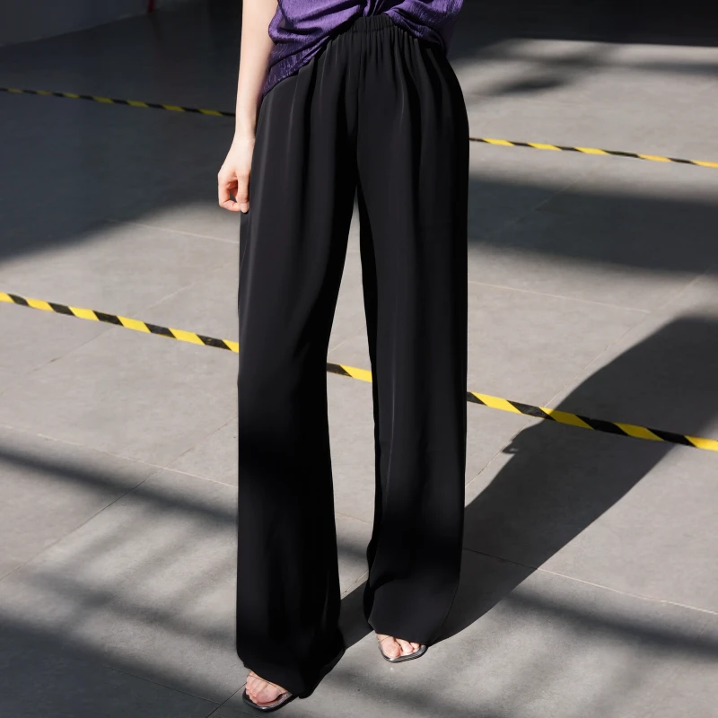 POPULARYW【花练】Z·R上品屋 休闲百搭垂感高腰显瘦松紧腰长裤