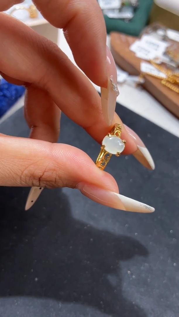 吊坠(不含链)银S925镶嵌翡翠戒指