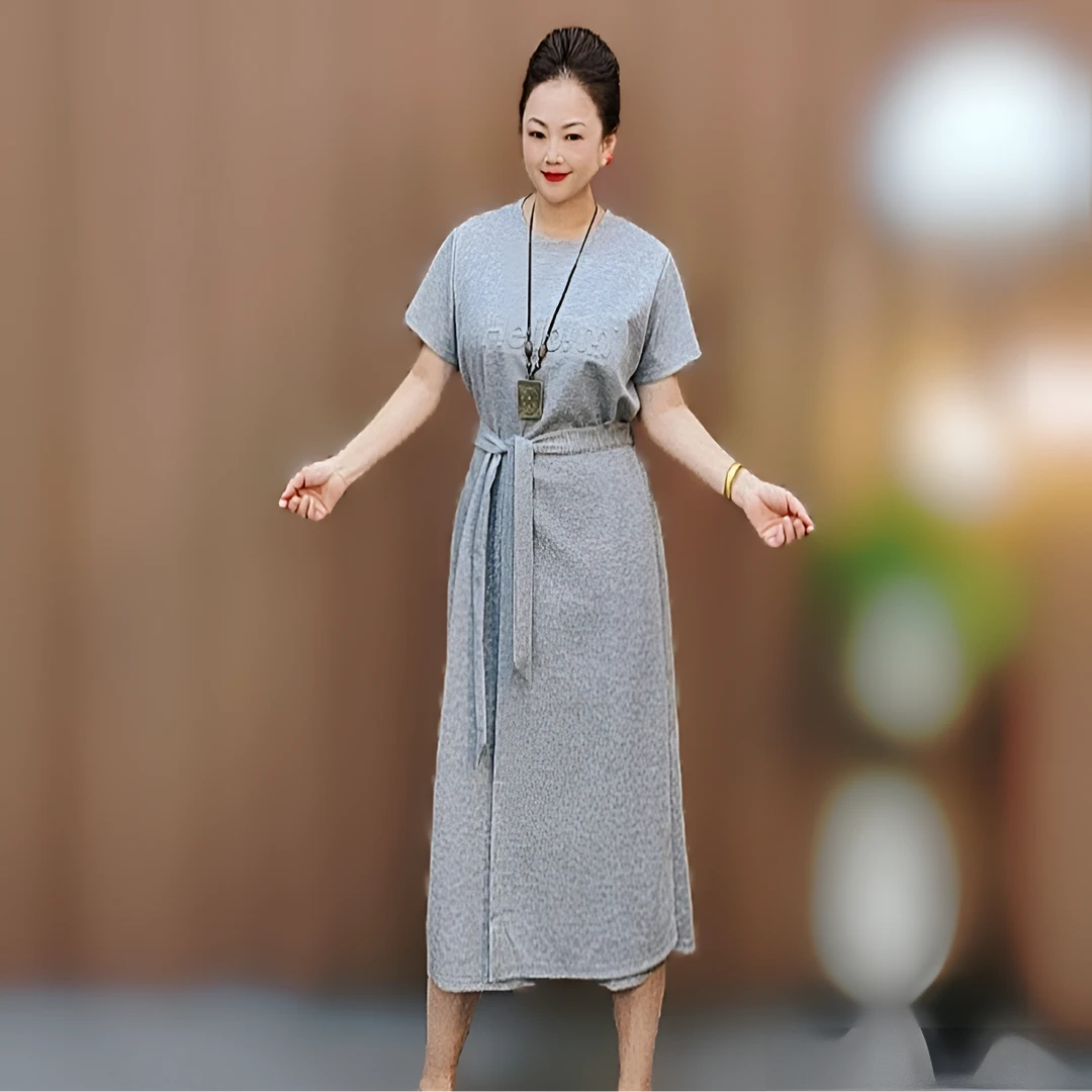 6009款 个性减龄连衣裙 气质时尚 洋气纯色 宽松舒适显瘦雅致潮流