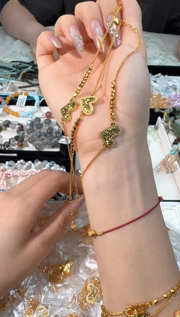 水晶手链未镶嵌K016金色爱心手链