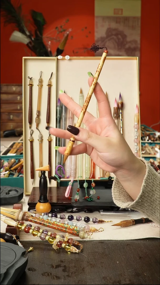 50号孤品高货毛笔链接 清水试笔 蘸墨不退