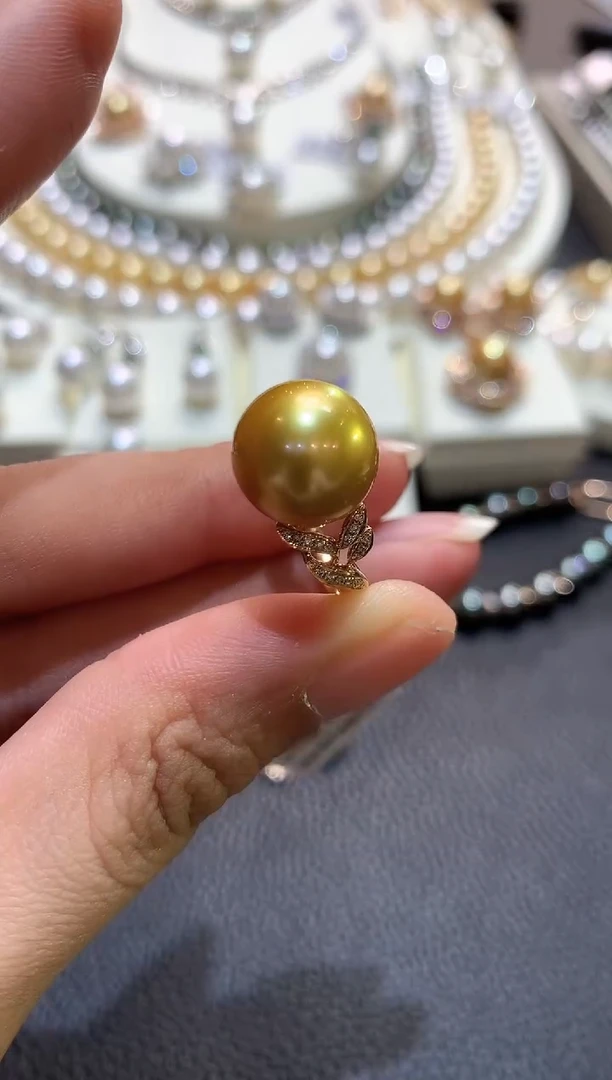 18K金镶嵌戒指海水珍珠m76