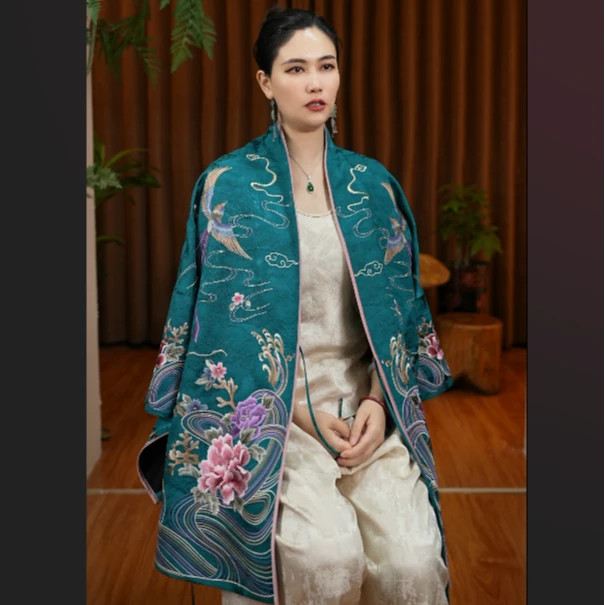 素女馆新款开衫重工刺绣对襟外套