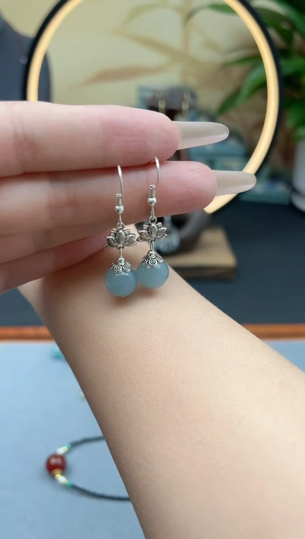 玛瑙/玉髓耳饰银S925镶嵌01