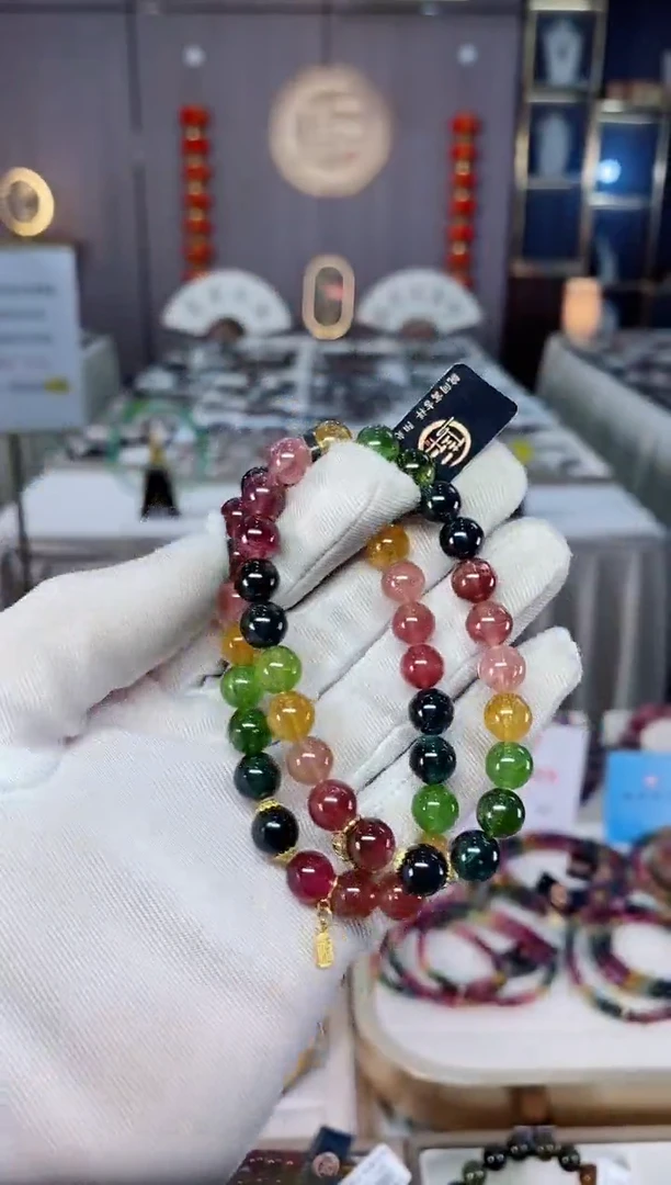 老矿碧玺单圈手串8mm+未镶嵌碧玺（多样性发一条）xion